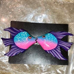 Angels Blue and Pink Fish Earrings